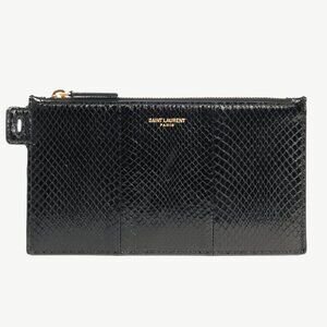 Saint Laurent Black Snakeskin Flat Wallet